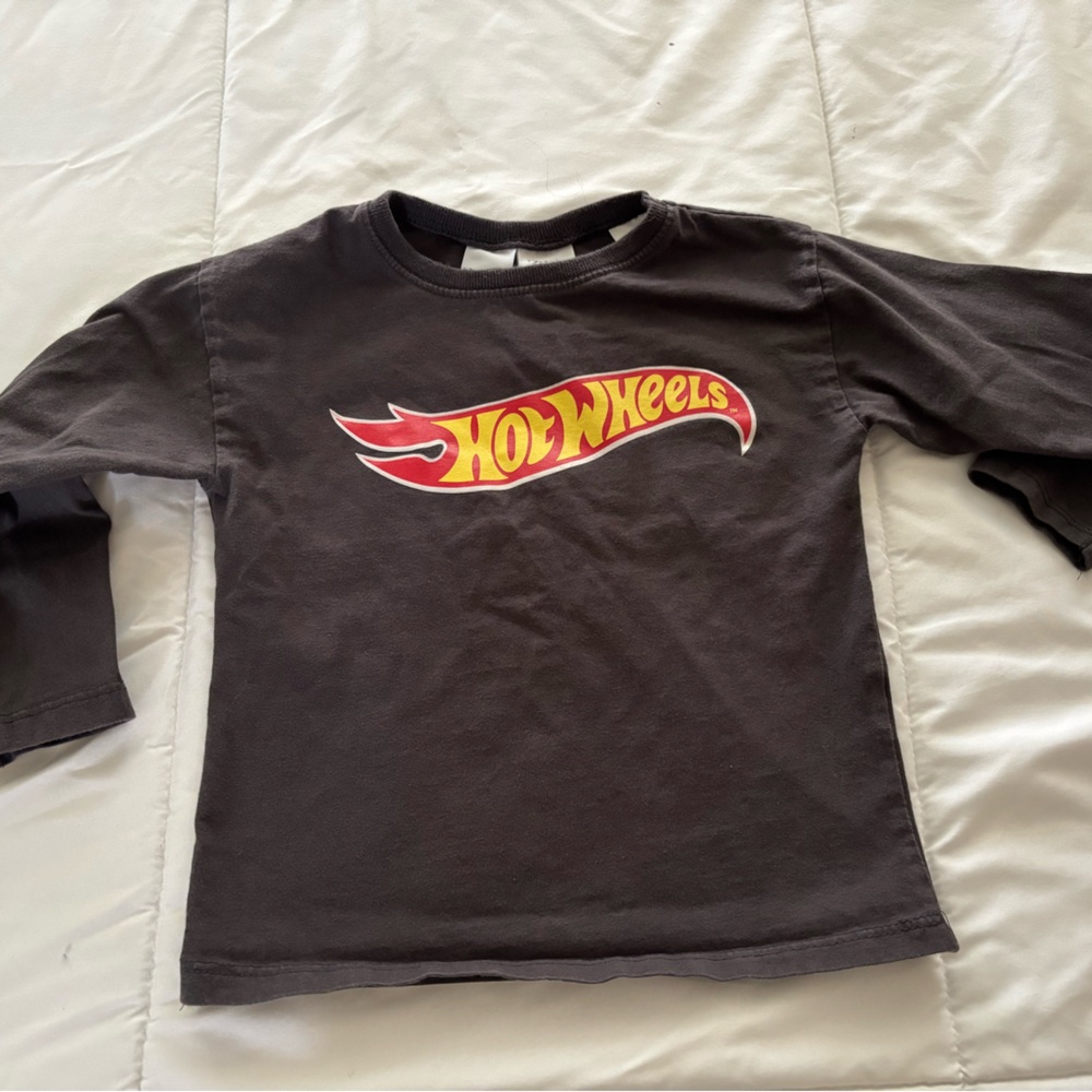 Zara 3-4T Black Hot Wheels Long Sleeve Tee with Flame Graphic